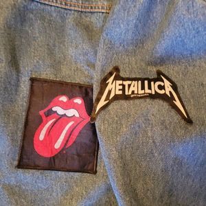 Oversized METALLICA  Off the Shoulder Patchwork Band Denim Jacket